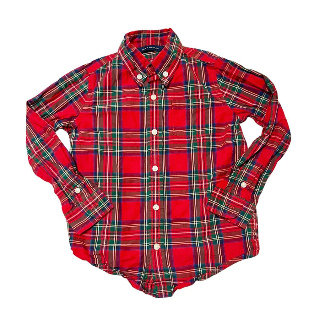 Janie and Jack Tartan Plaid Button Up Shirt Size 4